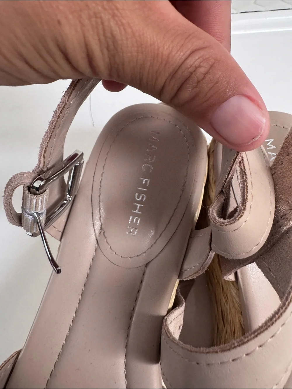 Marc Fisher Nude Platform Espadrilles Sandal With Ankle Strap Perfect Summer